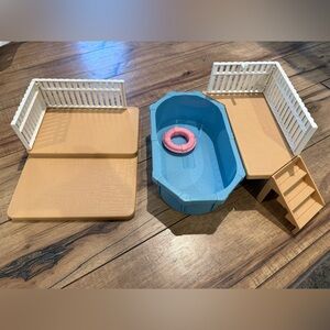 PLAYSKOOL Dollhouse SWIMMING POOL DECK RAILING STAIRS SET 1995 Vintage Victorian